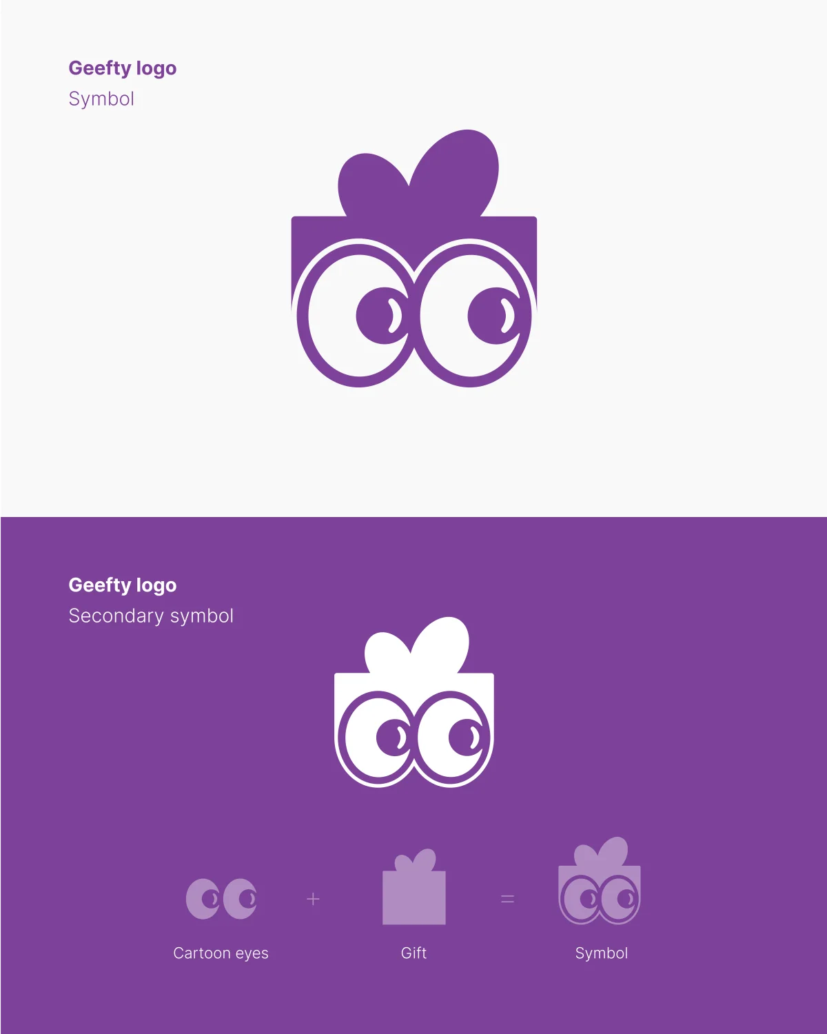 Geefty symbol construction - cartoon eyes plus gift box
