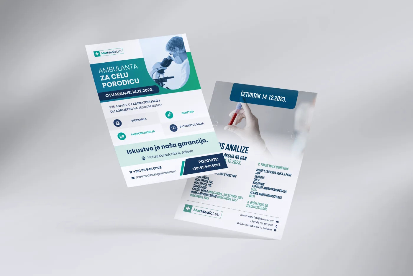 MatMedicLab printed flyer design, graphic design by Studio Deadline