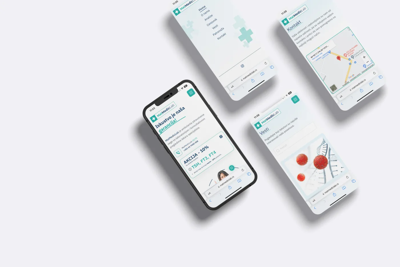 MatMedicLab website shown on mobile screens