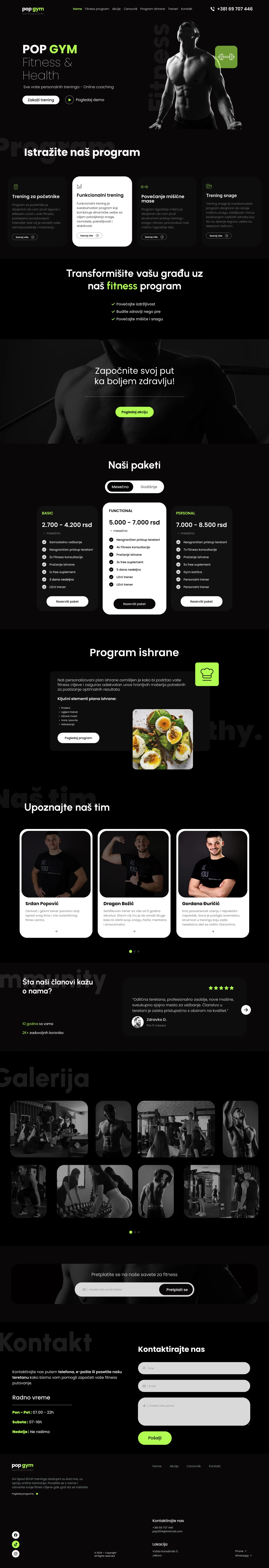 Pop Gym full homepage preview, Studio Deadline