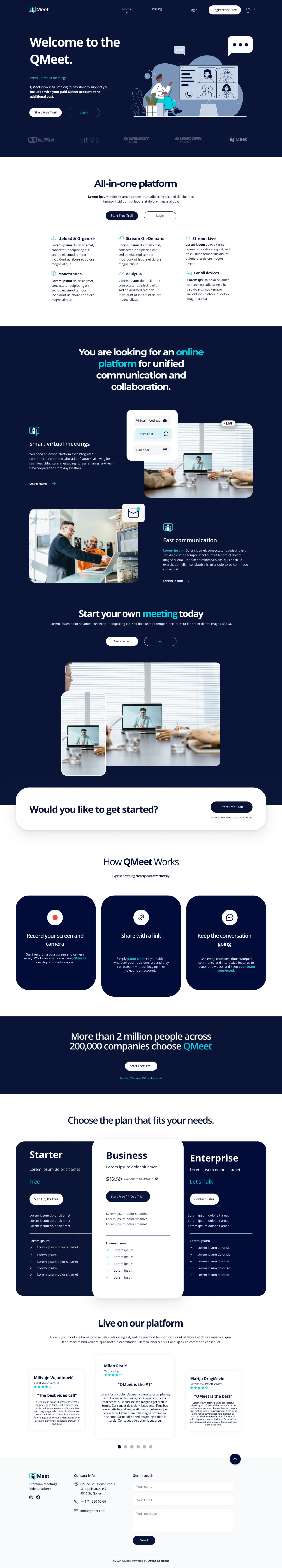 QMeet full homepage preview, Studio Deadline