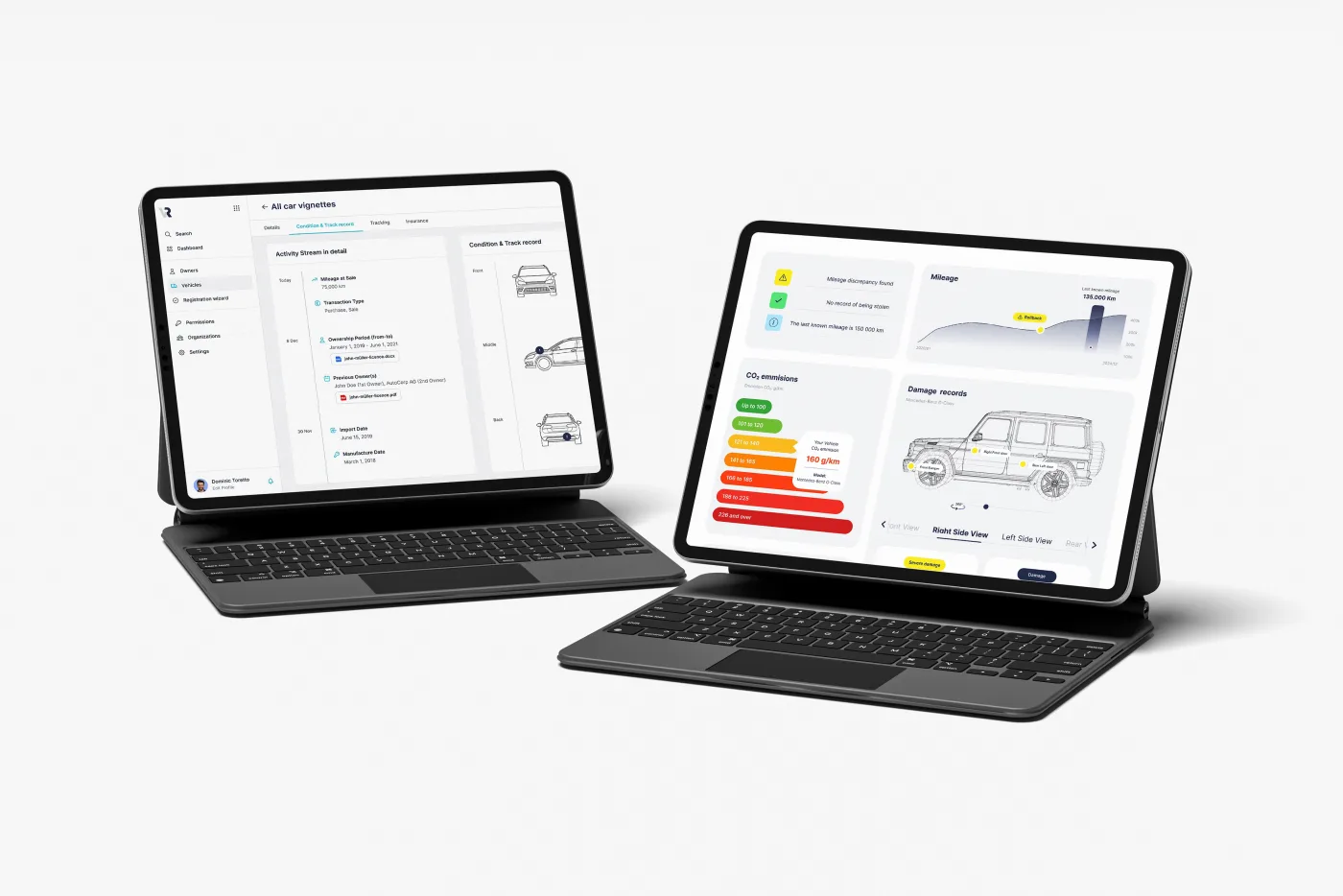 Unival vehicle condition, ownership and track record screens